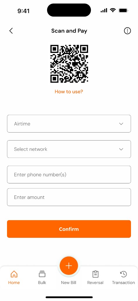 Scan and pay form