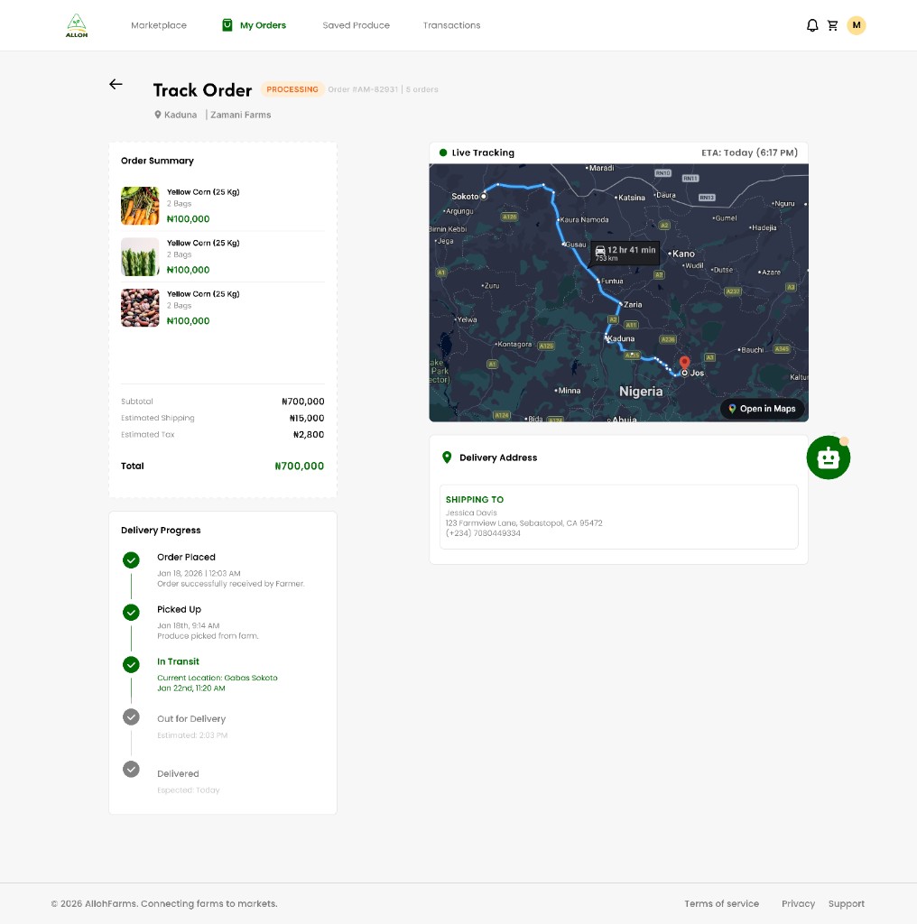 Live order tracking