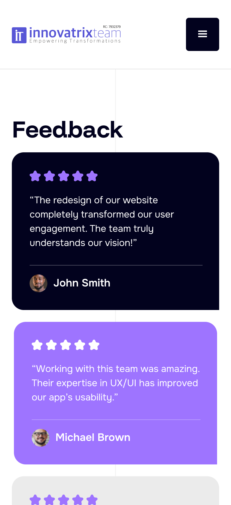 Mobile feedback section