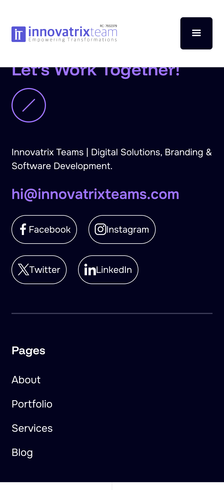 Mobile footer CTA section